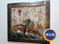 Știucă taxidermie steampunk tablou 3d unicat - 4