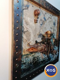 Știucă taxidermie steampunk tablou 3d unicat - 6