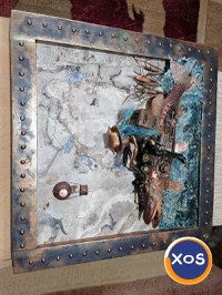 Știucă taxidermie steampunk tablou 3d unicat - 7