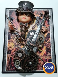 vioară steampunk tablou 3d , decorațiune, cadou inedit - 1