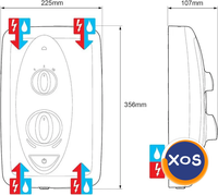 Duș electric Mira Jump Multi-Fit 8,5 kW alb/crom,nou - 7