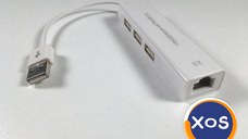 USB Ethernet Adaptor cu 3 porturi USB HUB 2.0