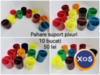 Pahare plastic birou suport pentru pixuri creioane pensule carioci - 1