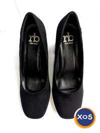 Pantofi negri cu toc gros rotund  Roccobarocco Eleganti foarte frumosi - 1
