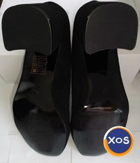 Pantofi negri cu toc gros rotund  Roccobarocco Eleganti foarte frumosi - 3