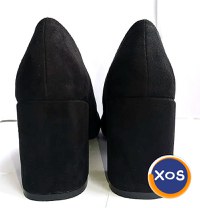 Pantofi negri cu toc gros rotund  Roccobarocco Eleganti foarte frumosi - 2