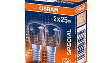 2 Becuri incandescente pentru cuptor Osram T26, E14, 25W, 160 lm, luminacalda (2700K), clasa energetica G