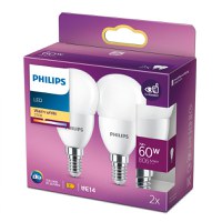 2 Becuri LED Philips P48, EyeComfort, E14, 7W (60W), 806 lm, lumina calda (2700K), mat - 1