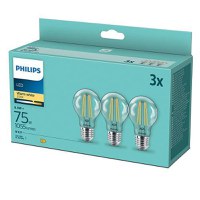 3 Becuri LED Philips Classic A60, E27, 8.5W (75W), 1055 lm, lumina calda (2700K), cu filament - 2