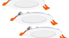 3 Spoturi LED incastrate Ledvance RECESS SLIM DOWNLIGHT, 3x8W, 3x550 lm, lumina calda (3000K), Ø12cm, Alb