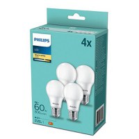 4 Becuri LED Philips A60, E27, 8W (60W), 806 lm, lumina calda (2700K), mat - 1