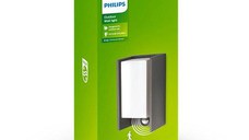 Aplica pentru exterior cu senzor de miscare Philips Bridge, 1xE27, max 42W, IP44, 101x118x245mm, Antracit