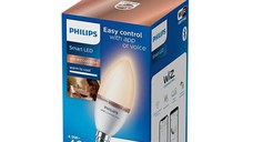 Bec LED inteligent Philips Candle C37, Wi-Fi, Bluetooth, E14, 4.9W (40W), 470 lm, lumina alba (2700-6500K)