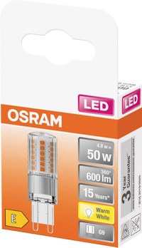 Bec LED Osram PIN, G9, 4.8W (50W), 600 lm, lumina calda (2700K) - 1