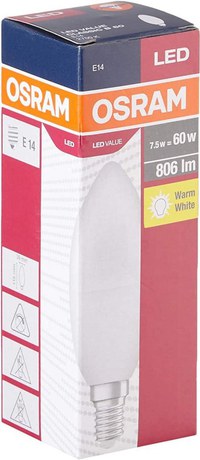 Bec LED Osram Value Classic B, E14, 7W (60W), 806 lm, lumina calda (2700K) - 1