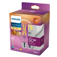 Bec LED Philips Classic G93, EyeComfort, E27, 5.9W(60W), 806 lm, lumina calda (2200-2700K), dimabil, cu filament - 1