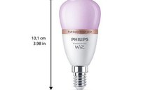 Bec LED RGB inteligent Philips Bulb P45, Wi-Fi, Bluetooth, E14, 4.9W (40W), 470 lm, lumina alba si color (2200-6500K)