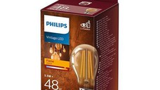 Bec LED vintage (decorativ) Philips Classic Gold Bulb A60, EyeComfort, E27, 5.5W (48W), 600 lm, lumina calda (2500K), cu filamen