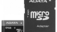 Card de Memorie MicroSD ADATA, 64GB, Adaptor SD, Class 10