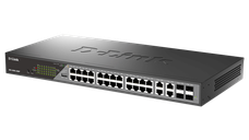 D-Link Switch DSS-200G-28MP,24 x 10/100/1000 Mbps PoE, 4 x Combo 1000 Mbps, Switching Capacity:56 Gbps, Forwarding Rate: 41.67 M