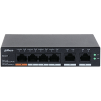 DAHUA 6 port Managed Desktop switch, CS4006-4ET-60, Interfata: Port 1-4: 4 × RJ-45 10/100 Mbps (PoE) Port 5-6: 2 × RJ-45 10/100/ - 3