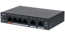 DAHUA 6 port Managed Desktop switch, CS4006-4ET-60, Interfata: Port 1-4: 4 × RJ-45 10/100 Mbps (PoE) Port 5-6: 2 × RJ-45 10/100/