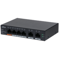 Dahua desktop switch, 6 porturi Gigabit, 4 porturi POE, CS4006-4GT-60, Port 1-4: 4 × RJ-45 10/100/1000 Mbps (POE), Port 5-6: 2 - 1