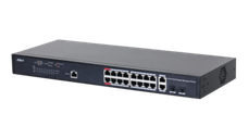 Dahua Managed Switch 18 porturi, 16 porturi POE, Gigabit, Port 1-16:16 × 10M/100M/1000MBase-T (PoE), Port 17-18:2 × 10M/100M/100