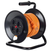 Derulator cu tambur Bachmann, 4prize, 25m, fisa Schuko dreapta, protectii: suprasarcina, contact, termica, culoare orange - 1