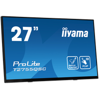 IIYAMA Monitor LED T2755QSC-B1 27” Optical Bonded PCAP 10pt IPS Edge to edge glass 2560 x 1440 @75Hz 400 cd/m² HDMI DP USB Hub - 2