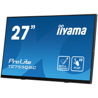 IIYAMA Monitor LED T2755QSC-B1 27” Optical Bonded PCAP 10pt IPS Edge to edge glass 2560 x 1440 @75Hz 400 cd/m² HDMI DP USB Hub - 3