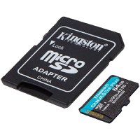 Kingston 64GB microSDXC Canvas Go Plus 170R A2 U3 V30 Card + ADP EAN: 740617301045 - 1