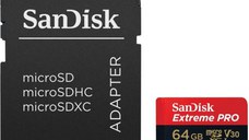 Micro Secure Digital Card SanDisk Extreme PLUS, 64GB, Clasa 10, R/W speed: up to 100MB/s/ 90MB/s, include adaptor SD (pentru tel