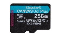 MicroSD Kingston Canvas GO Plus 256GB, Class 10 - UHS I, U3, V30, A2 - 2