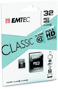 MicroSDXC Emtec, 32GB, Clasa 10 UHS-I, R/W 20/12 MB/s, include adaptor SD, (pentru telefon) - 1