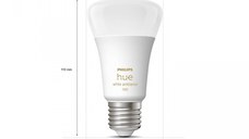 Pachet 3 Becuri LED inteligente Philips Hue A60, Bluetooth, E27, 8W (75W), 1100 lm, lumina alba (2200-6500K) + Consola Hue Bridg