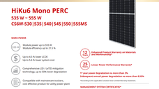 Panou Solar Fotovoltaic Monocristalin HiKu6 Mono PERC CS6W-550MS Silver Frame, max. 1500V, lungime cablu 1400mm, conector T6, 55