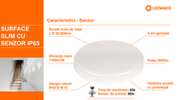 Plafoniera LED pentru exterior cu senzor de miscare Ledvance SURFACE SLIM ROUND 260, 26W, 2730 lm, lumina neutra (4000K), IP65/I - 4