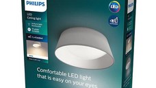 Plafoniera LED Philips Dawn CL258, 14W, 1100 lm, lumina calda (3000K), IP20, 34cm, Metal/Plastic, Gri