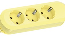 Prelungitor Bachmann SMART 3xCEE7/3, fara intrerupator, lungime cablu 1.5m, H05VV-F 3G1.5 alb, Lemon Yellow nedemontabil