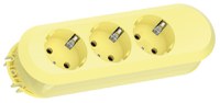 Prelungitor Bachmann SMART 3xCEE7/3, fara intrerupator, lungime cablu 1.5m, H05VV-F 3G1.5 alb, Lemon Yellow nedemontabil - 1