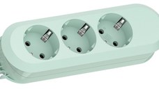 Prelungitor Bachmann SMART 3xCEE7/3, fara intrerupator, lungime cablu 1.5m, H05VV-F 3G1.5 Mint Green, nedemontabil