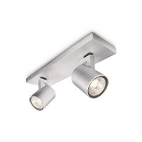 Spot Dublu Philips Runner, 2xGU10, 2x20W, IP20, 10.9x30.5x9cm, Metal, Argintiu - 1