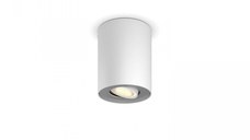 Spot LED Philips Hue Pillar, Bluetooth, GU10, 5W (50W), 350 lm, lumina alba (2200-6500K), IP20, 10.3cm, Metal, Alb, Intrerupator