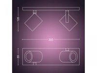 Spot LED RGB Dublu Philips Hue Argenta, Bluetooth, 2xGU10, 2x5.7W, 2x350 lm, lumina alba si color (2000-6500K), IP20, Metal, Alb - 2