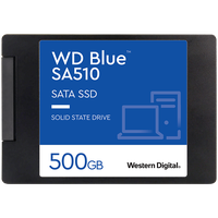 SSD WD Blue SA510 500GB SATA, 2.5", 7mm, Read/Write: 560/510 MBps, IOPS 90K/82K, TBW: 200 - 1