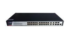 Switch 24 porturi POE Gigabit, Hikvision DS-3E2528P(B)(O-STD), Full Managed, 24 x Gigabit Poe electrical ports si 4 x Gigabit c