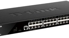 Switch D-Link DGS-1520-28, 28 porturi Gigabit,24 x 10/100/1000Base-T, 2 x 10GBase-T, 2 x 10G SFP+, Switching Capacity: 128 Gbps,