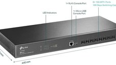 Switch TP-Link TL-SX3008F, JetStream 8-Port 10GE SFP+ L2+ Managed, 8× 10GE SFP+ Slots, 1× RJ45 Console Port, 1× Micro-USB Consol