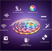 TP-Link Tapo L930-10 Smart light strip kit, 16 milioane culori 300 LED- uri RGB +300 LED-uri albe, 2 x 5m, dimensiuni: 5000 × 10 - 2